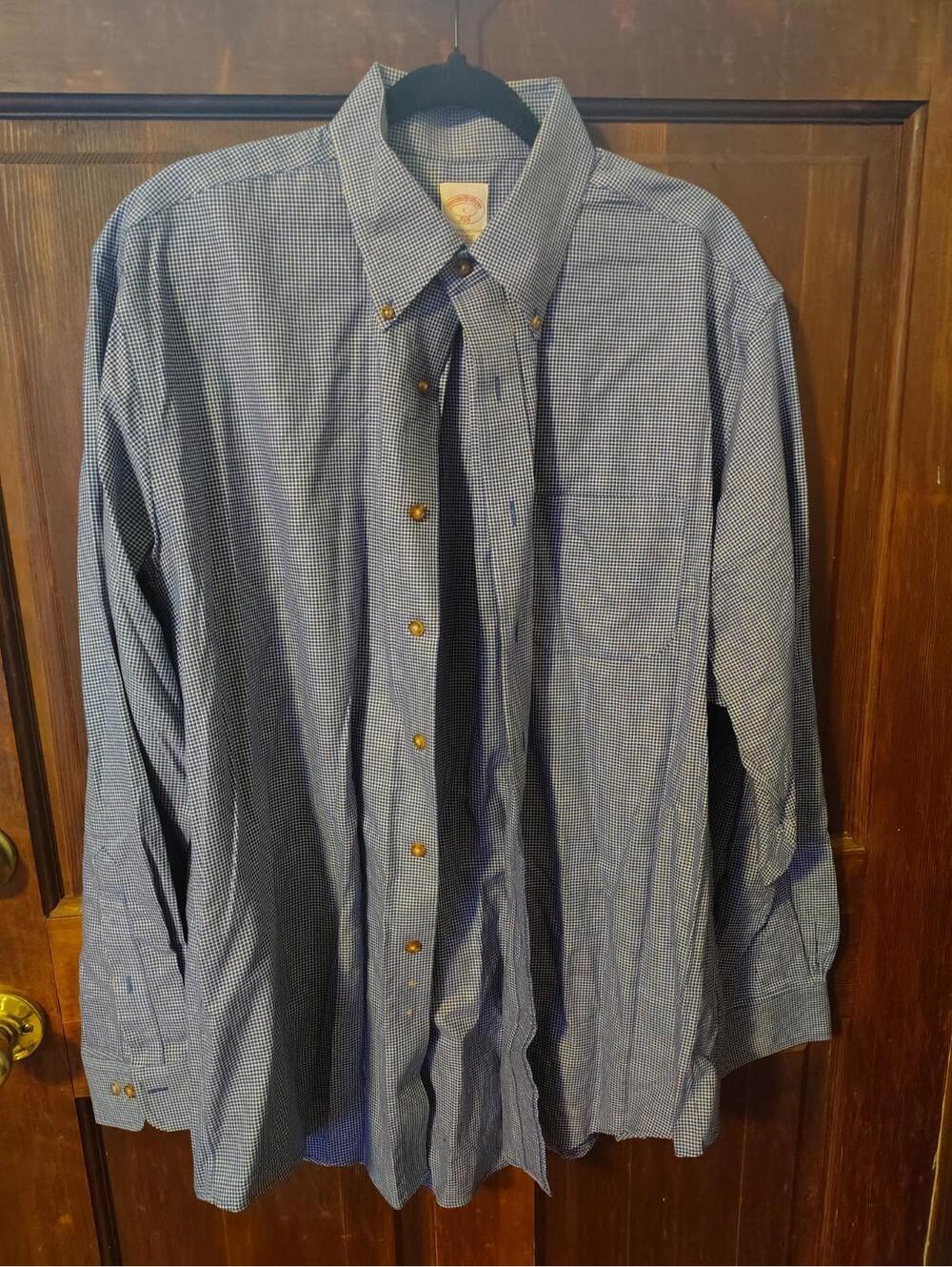 Brooks Brothers 346 Shirt Mens L Blue White Button Down Long Sleeve